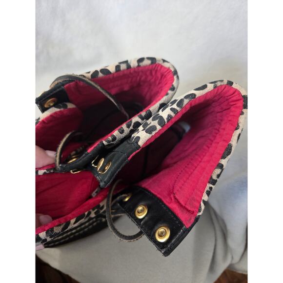 Sperry 7.5 Hikerfish Black Leather Leopard Lace High Ankle Boots  9531393 - Picture 8 of 8